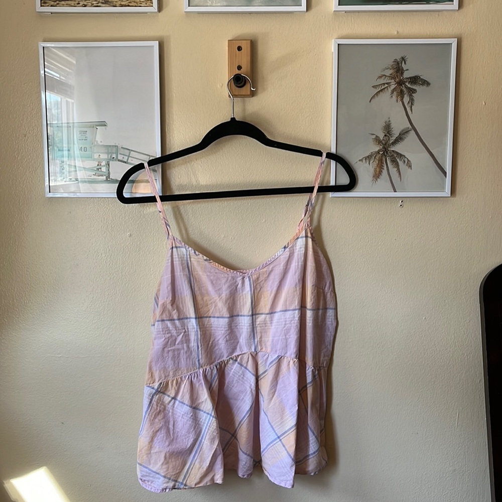 Old Navy large peplum pink plaid tank